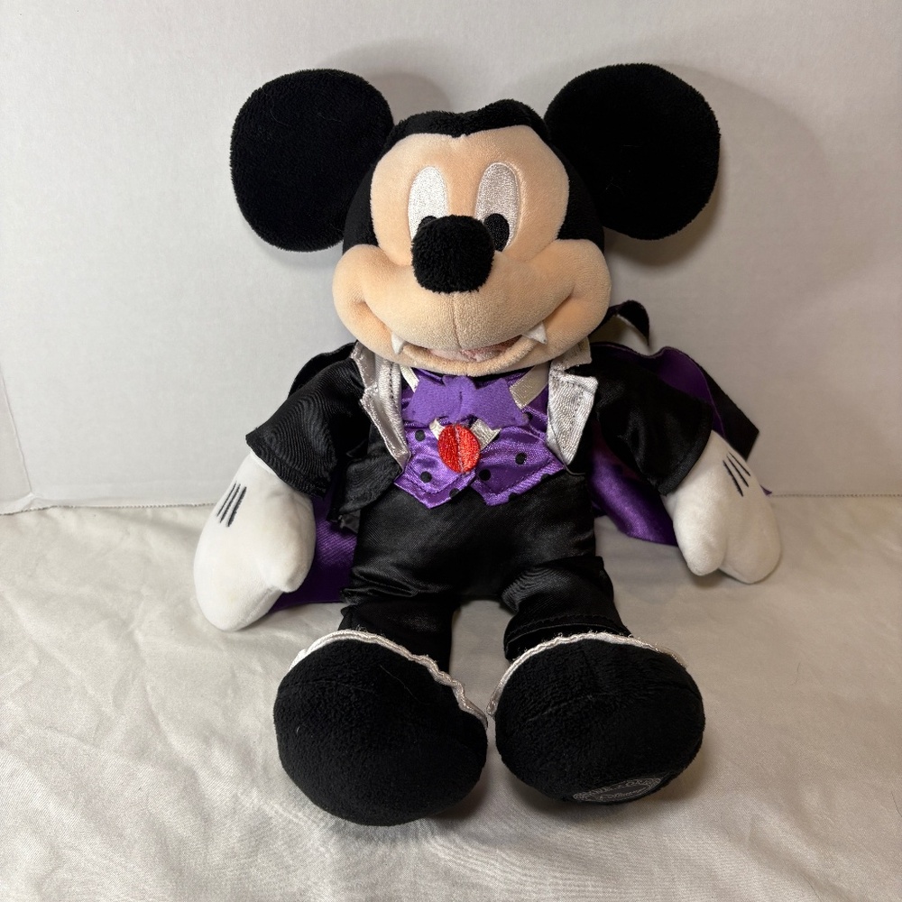 Disney Store Authentic Mickey Mouse Vampire Halloween Plush Purple Vest/Cape